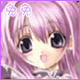 Anime-style character with pink hair and large eyes, two identical frames showing slight animation difference in eye reflection.