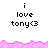 Pixelated text 'i love tony<3' repeated across multiple with pink wave borders, showing animation changes in visibility
