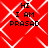 Red background with white geometric lines and black text reading 'HI I AM PRASAD' in four identical quadrants.