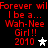 Red pixelated text on black background reads 'Forever will I be a... Wah-Nee Girl!! 2010' with a white star in first frame and gray star in second frame.