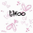 Pixelated pink and white heart shapes float around black text reading 'tMoo' and 'MooV' on a white background.