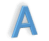 A contact sheet of 12 animated frames showing a blue letter A icon in various orientations and states against a gray background.