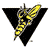 Pixelated yellow and black triangular shape with a central star-like pattern and a small protruding element at the top.