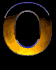 A circular orange-yellow gradient ring with a blue inner arc, displayed in three vertical showing sequential animation frames