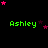 Green text 'Ashley' repeated across a black background with pink and purple stars scattered throughout.