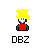 Pixelated character with yellow spiky hair and red shirt holding a blue sphere that expands into a large translucent circle while speech bubbles change from 'HA-' to 'ME' then 'HA!' across frames.