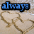 Beach scene with heart-shaped sand drawings and text overlays, transitioning from 'always' and 'and' to 'forever' with a blue arrow icon.