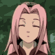 Four- shows a character with pink hair and green eyes transitioning from closed to open eyes against a dark green background