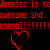 Red pixelated text and a heart symbol on black background with visible digital artifacts.
