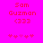 Pixelated red text on bright pink background shows 'Sam Guzman <333' with five star-like symbols below, two versions differ in symbol brightness.