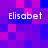 Pixelated text 'Elisabet' repeated four times on a purple and pink gradient background with blue accents.