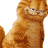A 3x3 contact sheet of Garfield the Cat animation frames from 'Garfield The Movie' with text elements, showing pixelated orange cat poses and expressions against a white background.