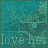 Animated sequence of teal-toned pixel art showing white bird silhouettes flying across a landscape with repeated 'love her' text at the bottom.