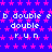 Blue background with pink star pattern and repeated white text 'b double e b double e' in , each followed by 'double run'
