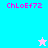 Pixelated icon with cyan and pink background sections, pink text, and a star that changes color between frames.