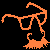 Orange pixelated figure with glasses and beard next to orange text reading 'you never saw me' on black background with gray rectangle.