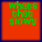 Green pixelated text 'whats that glowy' on orange background with blue border, four identical