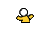 Pixel art animation of two yellow-clad figures with white heads, one holding a red ball while text reads HAH and Caught.