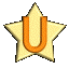 A star-shaped icon with an orange U symbol rotates through multiple angles against a gray background.