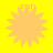 Four identical sun-shaped icons with orange rays on a bright yellow background, each displaying the word 'sun' in orange text above the sun.