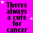 A bright pink background displays repeated black text reading "Theres always a cure for cancer" with scattered white and light purple stars.