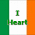Green, white, and orange vertical stripes background with green text reading "I Heart Irish Boys :)" in pixelated font.