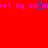Red background with repeating pink text 'et ily so' and a blue pixelated shape in the center.
