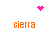 Pixelated icon with four orange 'cierra' text blocks arranged in a , each corner featuring a pink pixel art symbol