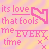 Pixelated pink text on a pastel gradient background with two heart symbols and small X marks, showing animation changes in the word 'EVERY' underline.