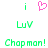 Pixelated green text and pink heart symbol arranged in a with repeated elements, featuring 'i', 'Luv', and 'Chopman!' across three
