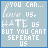 A 6-frame animated contact sheet showing a pixelated text-based animation with the phrase "YOU CAN... love US. HATE us BUT YOU CANT SEPE--RATE US" across frames, displaying progressive letter changes in the word "SEPERATE".
