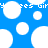 Blue background with white circular shapes and repeated pixelated text 'yes girl' in white.
