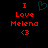 Red pixelated text 'I Love Melena <3' on black background with a teal heart symbol above 'I' on left side.