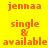 Pixelated orange text on colored backgrounds with repeated 'jennaa single & available' phrases across four