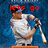 Pixelated image of a baseball player in white uniform holding bat, with red text overlays and blue background.