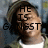 A pixelated static image shows a person with long dark hair wearing a white top, overlaid with large black text reading THE IS JUST.