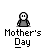 Animated contact sheet of a pixel art Mother's Day icon showing sequential frame changes with text bubbles and character size variations.