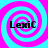 Four identical spiral patterns with alternating cyan and magenta rings, each containing the text "LexiC" in black pixelated font.