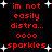 Red pixelated text on black background with white sparkles, displaying 'im not easily distra... 0000 sparkles' in two vertical