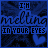 A 5x5 contact sheet of animated frames showing a blue-toned text-based icon with melting effects and heart symbols, displaying the phrase "I'M MELTING IN YOUR EYES" across multiple sampled frames.