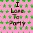 Pink background with green star pattern and repeated brown text "I Love To Party" in three