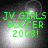 Green pixelated text 'JV GIRLS SOCCER 2008!' on a grayscale background with varying light effects.