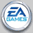 Circular icon with silver-gray border containing blue 'EA' logo above light-blue 'GAMES' text on white background.