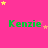 A bright pink background with green text reading 'Kenzie' repeated in a , surrounded by yellow and pink star shapes