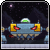A pixel-art animation of a spaceship with a green dome and red thrusters, interacting with a pink flower-like creature against a starry background.