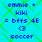 Pixelated blue text on cyan background with green diamond pattern, repeated four times in a layout