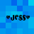 Four identical pixelated text icons with 'JESS' flanked by heart symbols on a blue gradient background.
