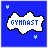 Six pixelated blue backgrounds with white cloud-shaped text bubbles containing 'GYMNAST' in blue, each with light blue arrow icons at corners.