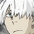 Anime-style character with white hair and green eyes on a black background, accompanied by text labels.
