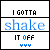 Animated contact sheet of a 3x2 grid showing six sequential frames from an AIM buddy icon with text "I GOTTA SHAKE IT OFF" and blue dots, displaying frame-by-frame animation changes in the word "OFF".